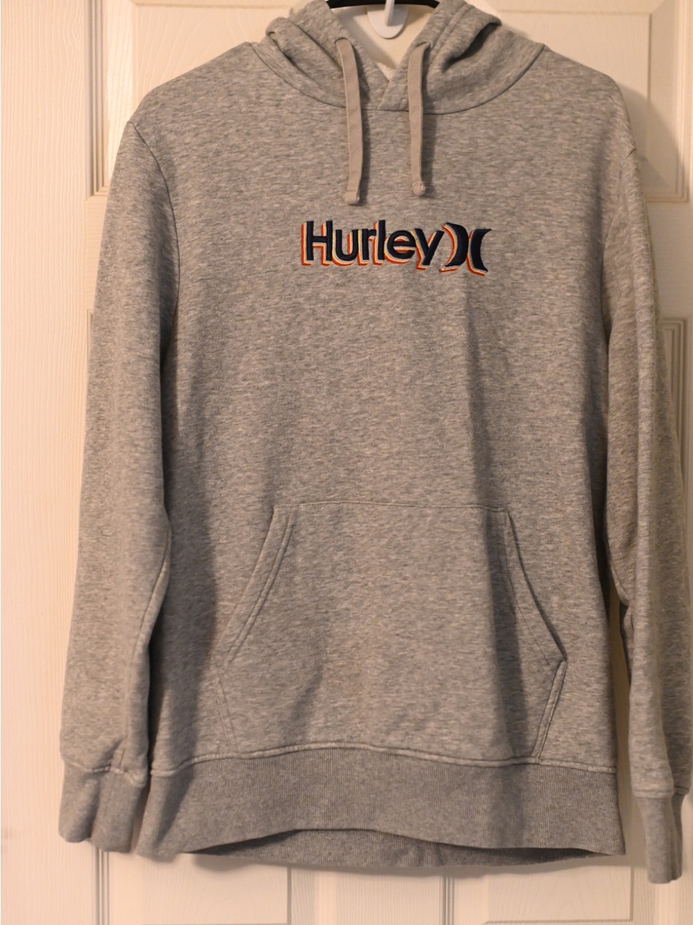 Hurley Light Gray Crewneck Hoodie with Embroidered Logo